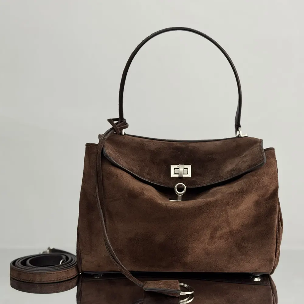 Close-up of antique gold hardware on Balenciaga Women Rodeo Handbag Small