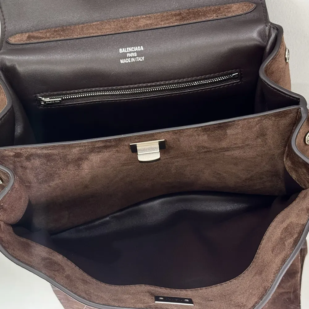 Balenciaga Women Rodeo Handbag Small In Light Espresso Waxed Suede Calfskin and Smooth Calfskin - image 6