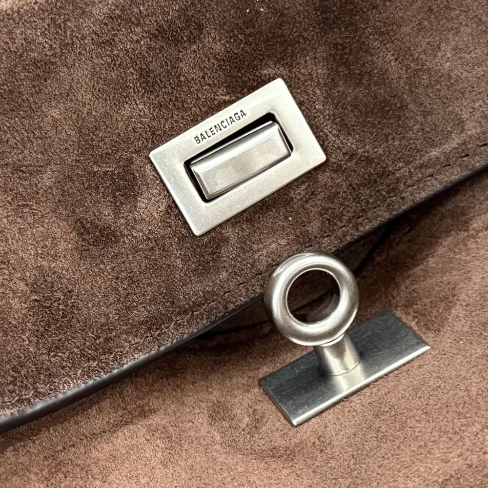 Balenciaga Women Rodeo Handbag Small In Light Espresso Waxed Suede Calfskin and Smooth Calfskin - image 12