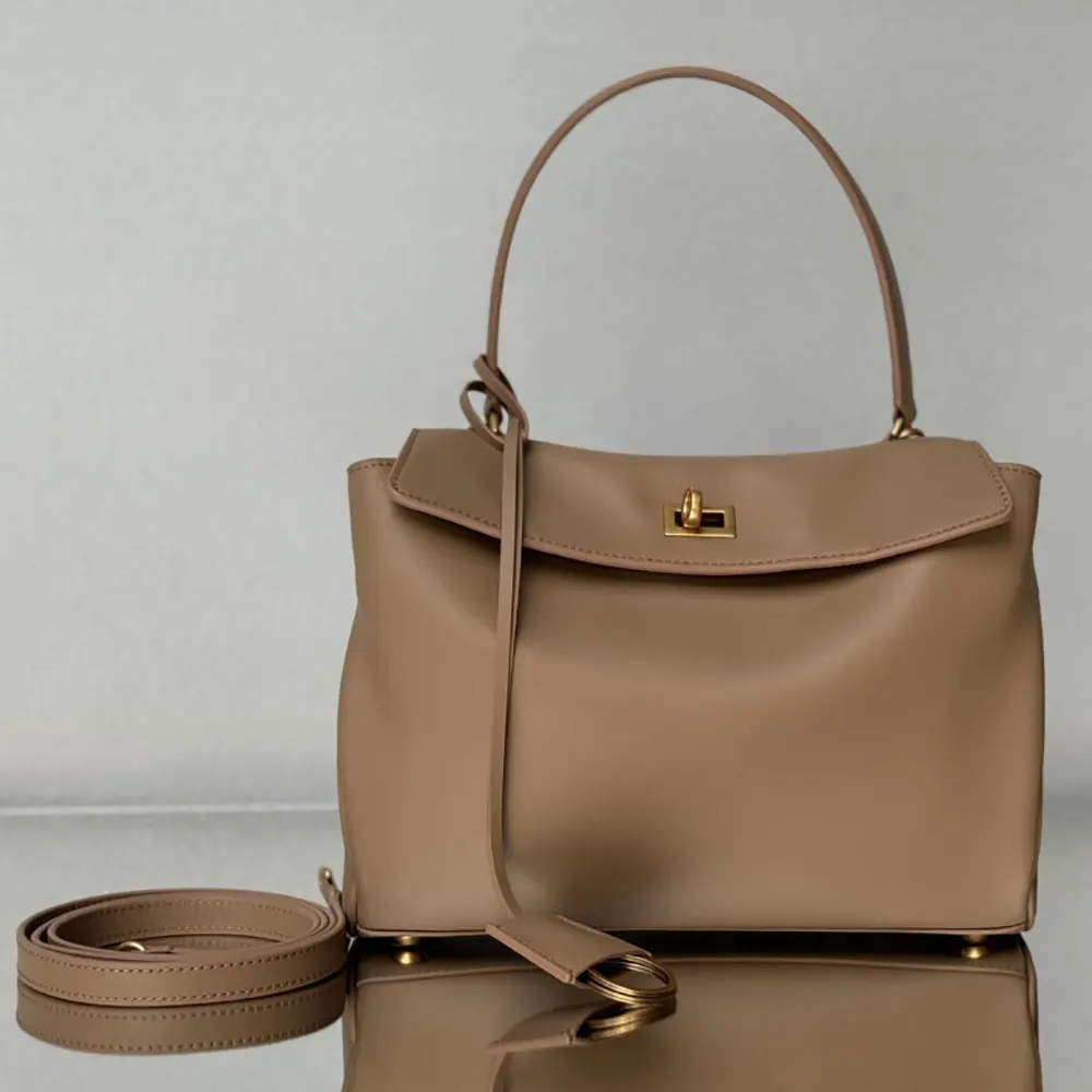 Balenciaga Women Rodeo Handbag Small In latte Smooth Calfskin Aged-gold Hardware - image 5