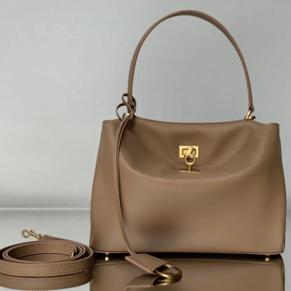 Close-up of aged-gold hardware on Balenciaga Women Rodeo Handbag Small