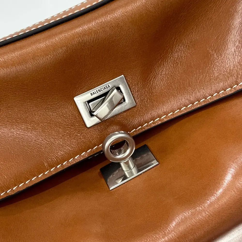 Balenciaga Women Rodeo Handbag Small in Tan Cowboy Vegetable Tanned Lambskin Aged-silver Hardware - image 13
