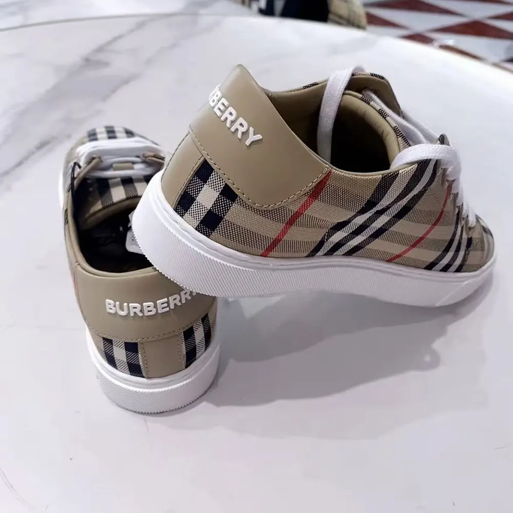 Burberry Unisex Check and Leather Sneakers-80497771 - image 8