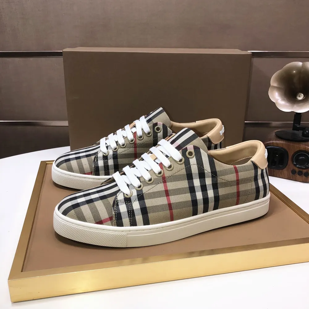 Burberry Unisex Check and Leather Sneakers-80497771 - image 4