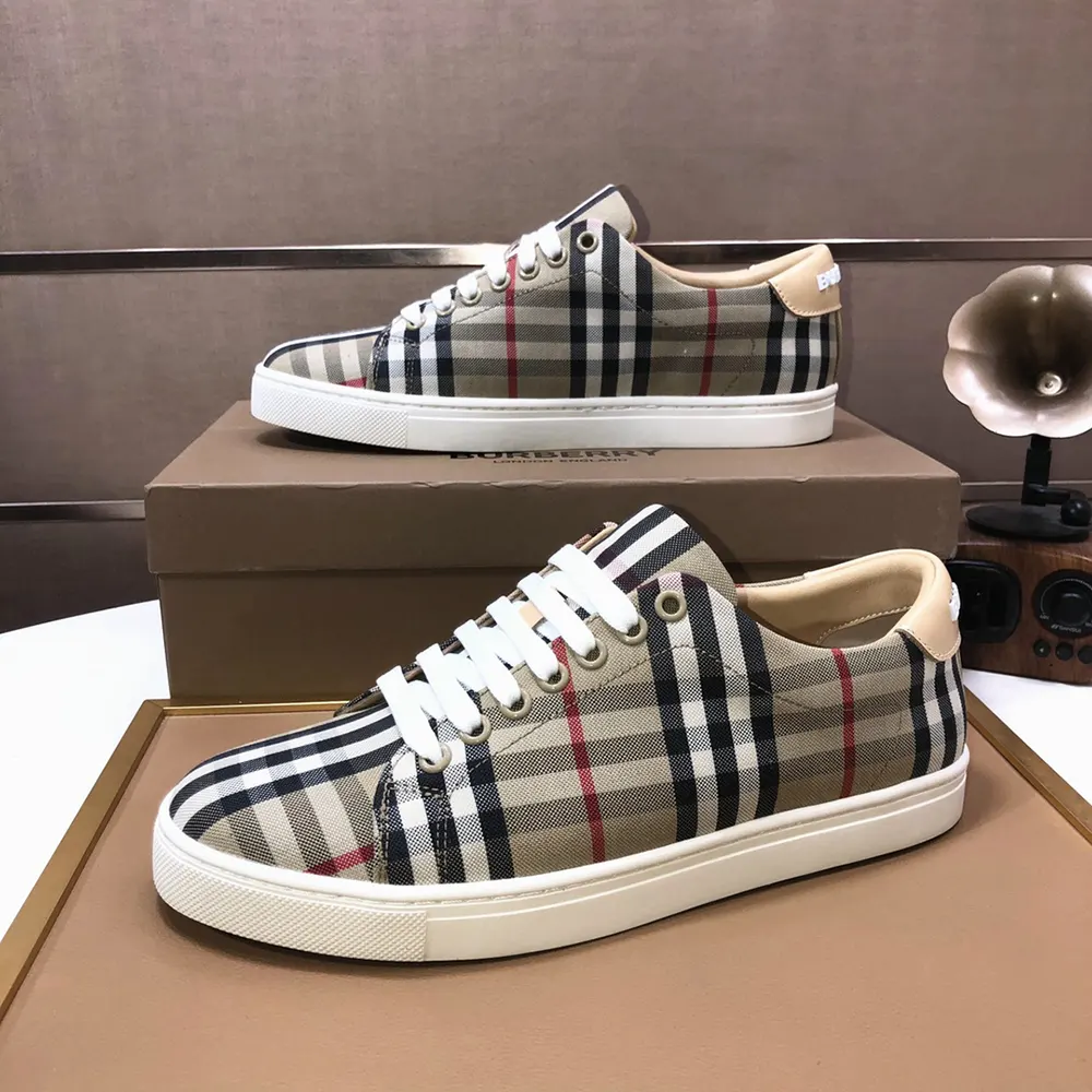 Burberry Unisex Check and Leather Sneakers-80497771 - image 5