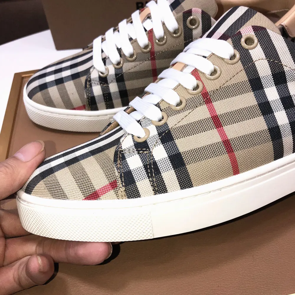 Burberry Unisex Check and Leather Sneakers-80497771 - image 7
