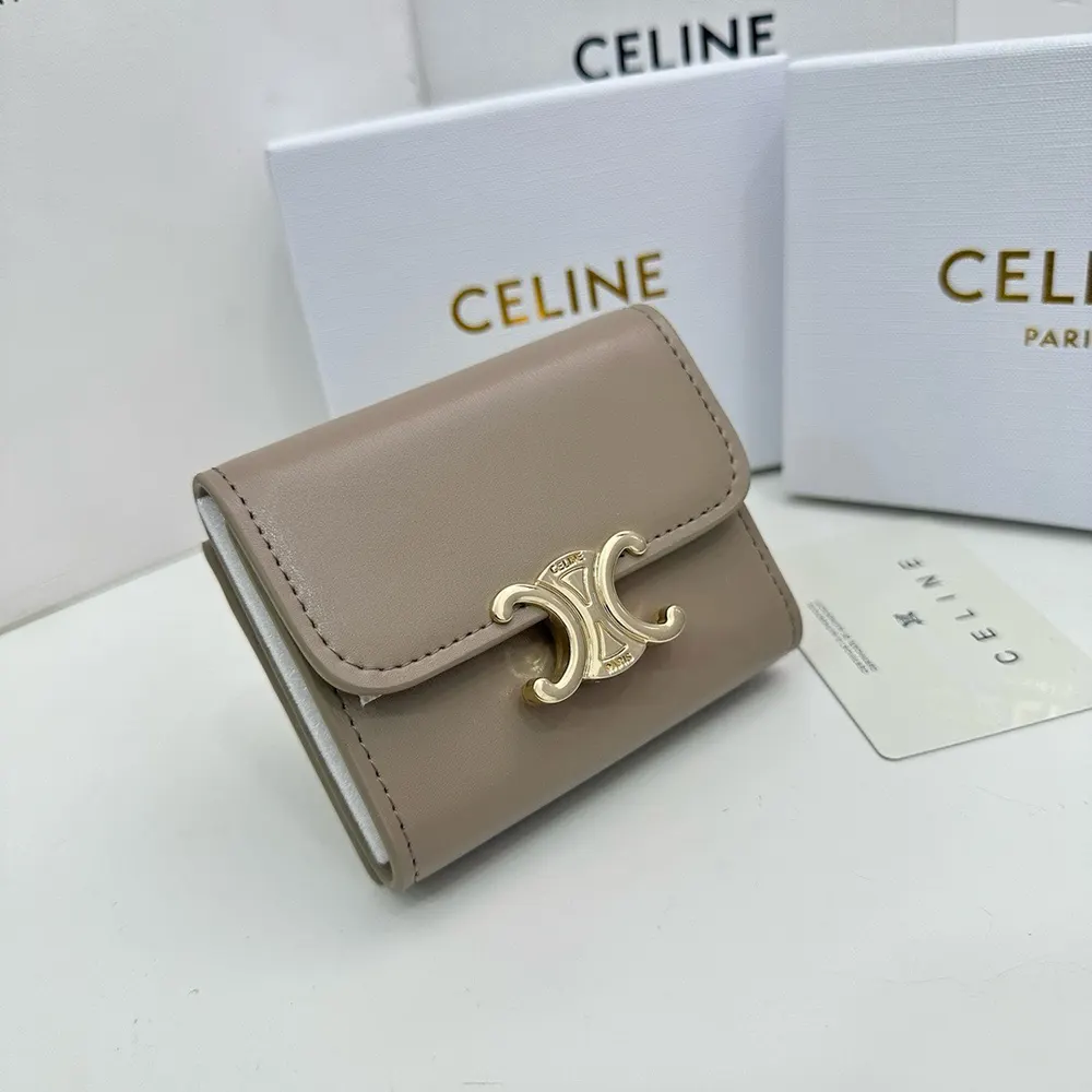 Celine Women Compact Wallet with Coin Triomphe in Shiny Calfskin-Grey - image 4