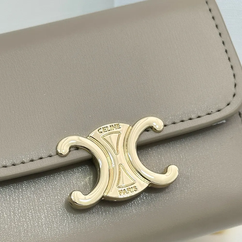 Celine Women Compact Wallet with Coin Triomphe in Shiny Calfskin-Grey - image 10