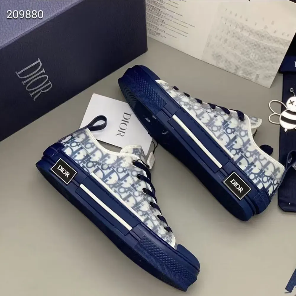 Dior Unisex B23 League Low-Top Sneaker Blue Dior Oblique Canvas - image 4
