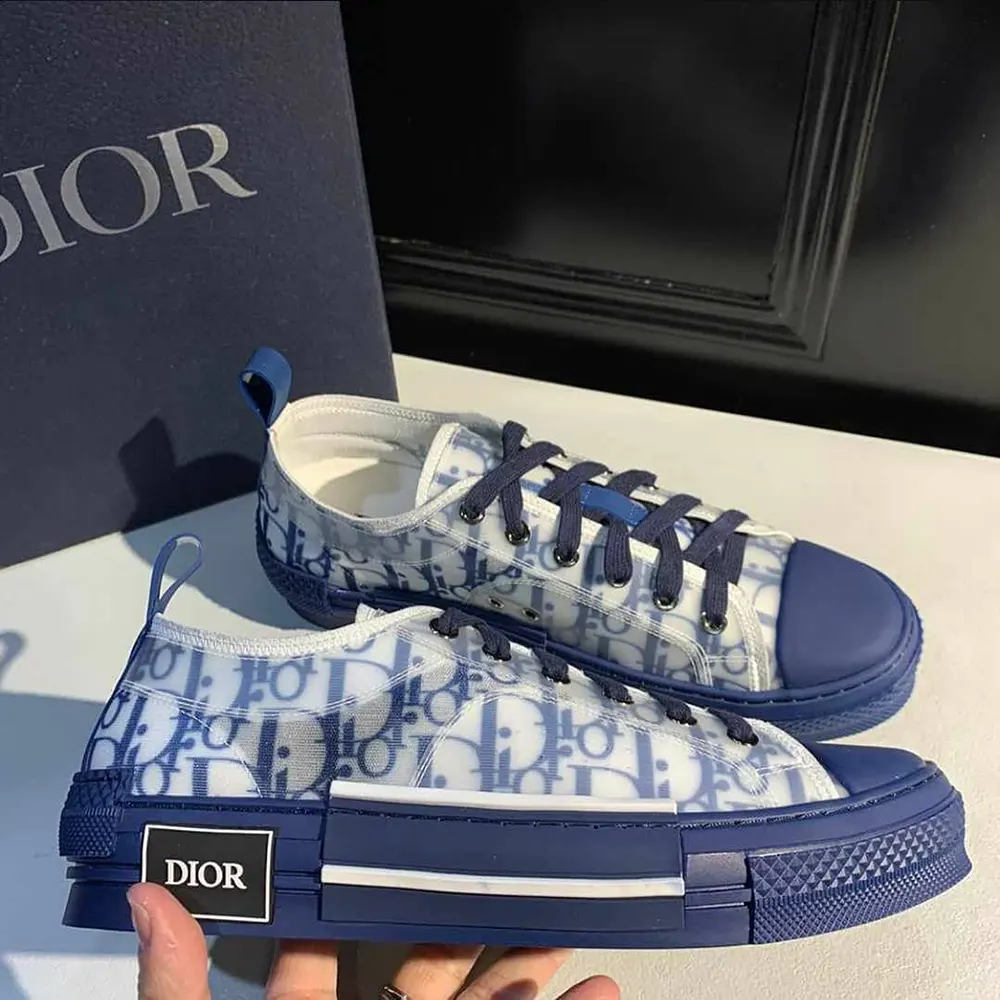 Top angle showing lace-up closure on Dior Unisex B23 League Sneakers