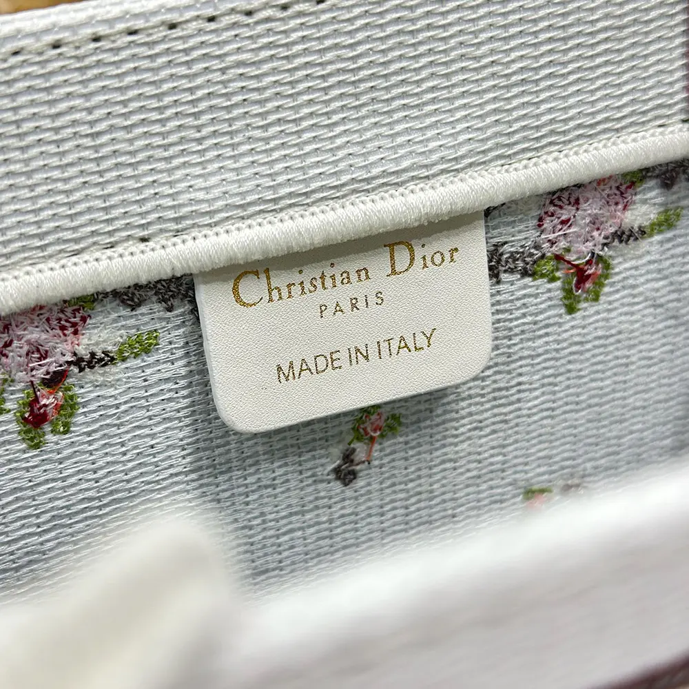 Dior Women Dioramour Small Dior Book Tote with Strap White Multicolor Revolution Flowers Embroidery - image 10