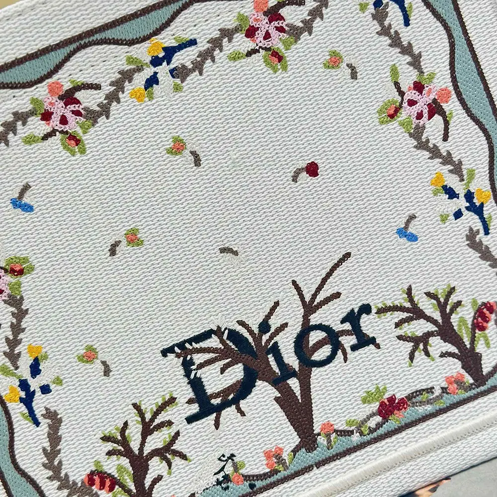 Dior Women Dioramour Small Dior Book Tote with Strap White Multicolor Revolution Flowers Embroidery - image 7