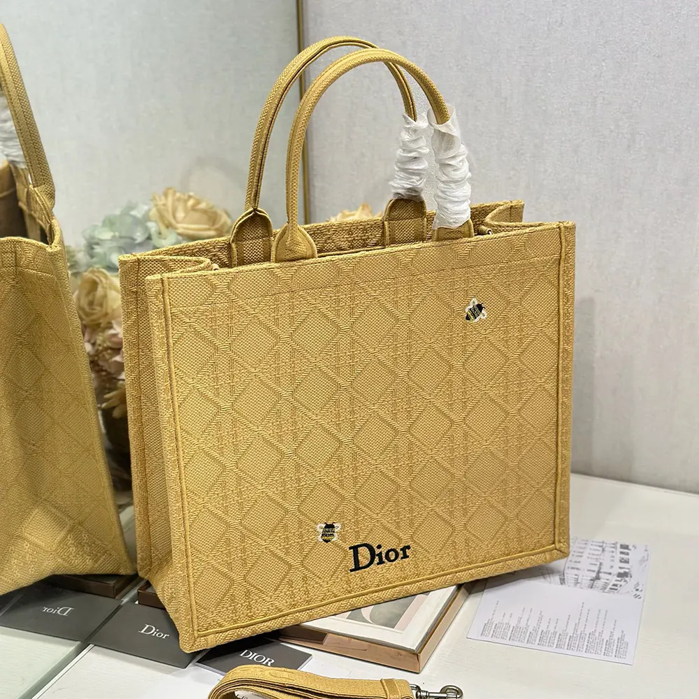 Dior Women Large Dior Book Tote Natural Raffia-Effect Cannage Embroidery - image 4