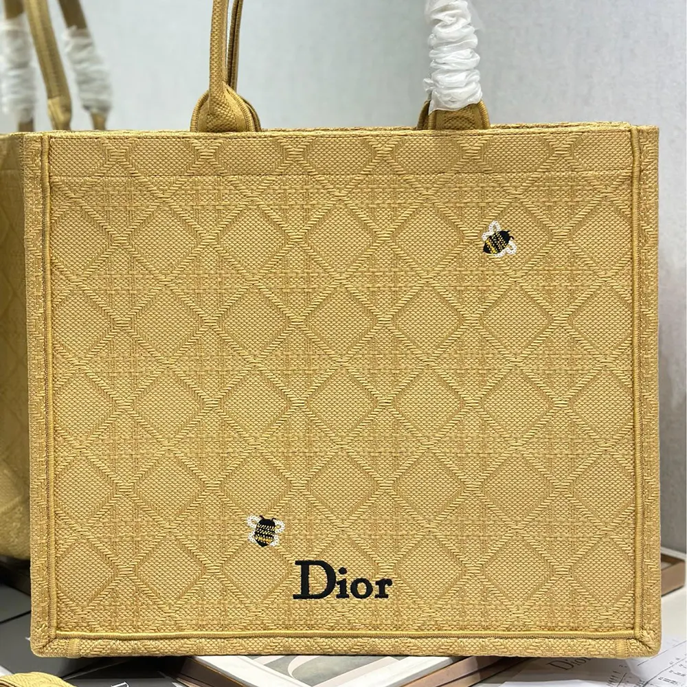 Dior Women Large Dior Book Tote Natural Raffia-Effect Cannage Embroidery - image 5