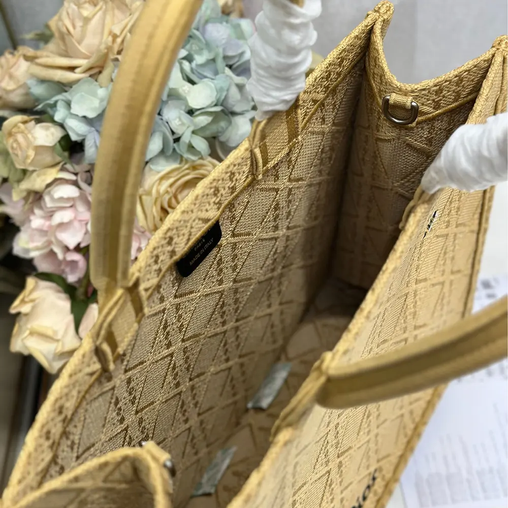 Dior Women Large Dior Book Tote Natural Raffia-Effect Cannage Embroidery - image 10
