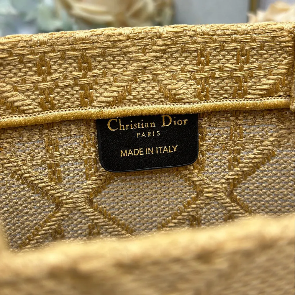 Dior Women Large Dior Book Tote Natural Raffia-Effect Cannage Embroidery - image 9
