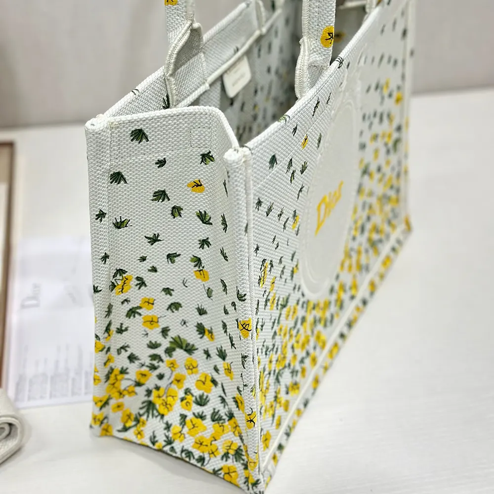 Dior Women Medium Dior Book Tote with Strap Buttercup Dior Embroidery and White Dior Médaillon - image 6