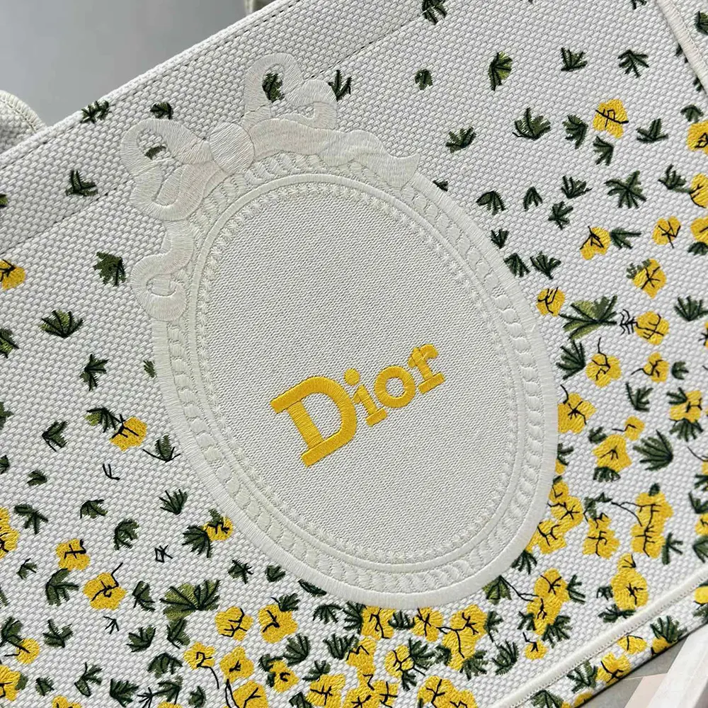 Dior Women Medium Dior Book Tote with Strap Buttercup Dior Embroidery and White Dior Médaillon - image 9
