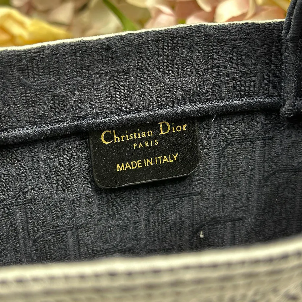 Dior Women Small Dior Book Tote with Strap Blue Dior Oblique Embroidery with White Lace and Dior Médaillon - image 9