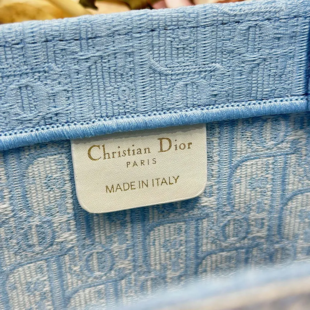 Dior Women Small Dior Book Tote with Strap Celestial Blue Dior Oblique Embroidery with White Lace and Dior Médaillon - image 7