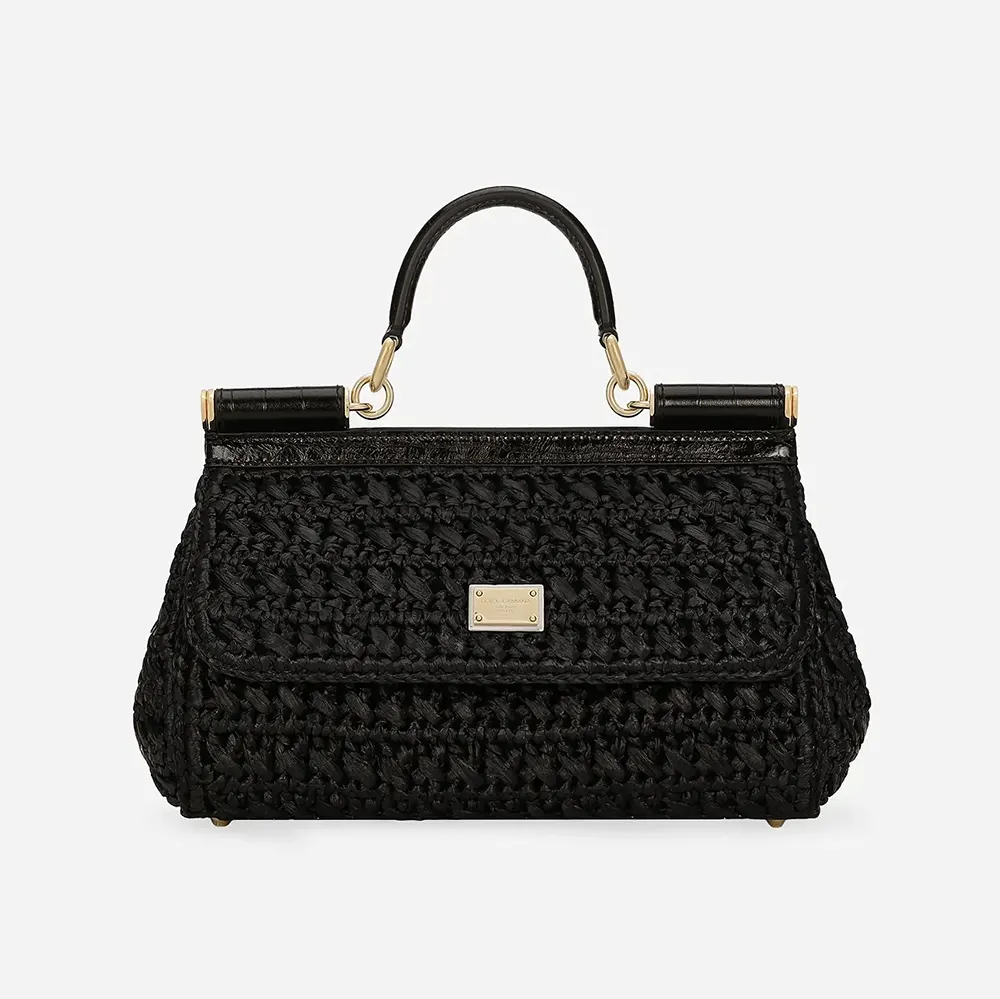 Front view of Dolce Gabbana D&G Women Elongated Sicily Handbag-Black