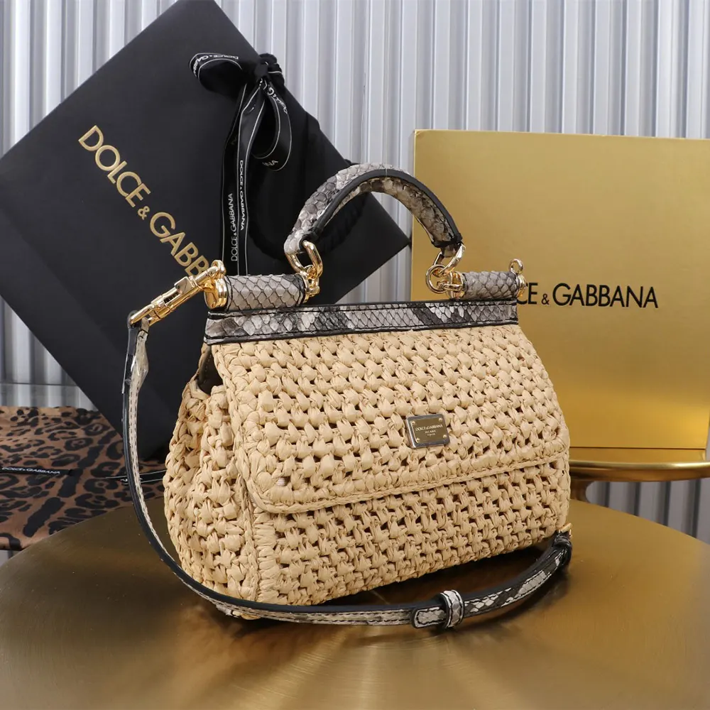Dolce Gabbana D&G Women Mini Sicily Handbag in Crochet Raffia - image 4