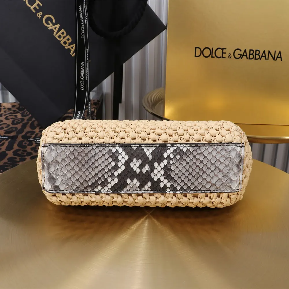 Dolce Gabbana D&G Women Mini Sicily Handbag in Crochet Raffia - image 5