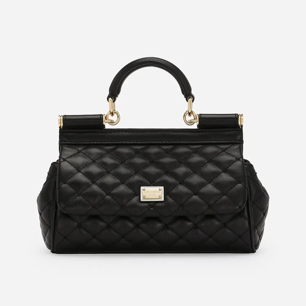 Front angle of Dolce Gabbana D&G Women Mini Sicily Handbag in black