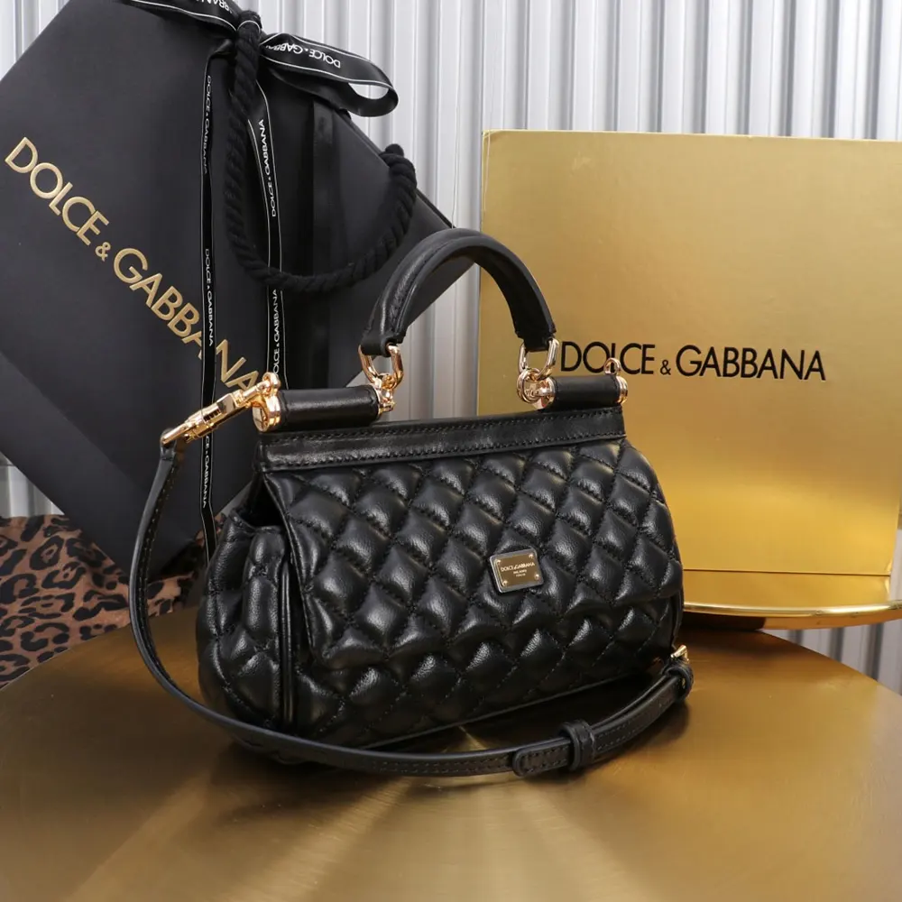 Dolce Gabbana D&G Women Mini Sicily Handbag in Quilted Nappa Leather-Black - image 4