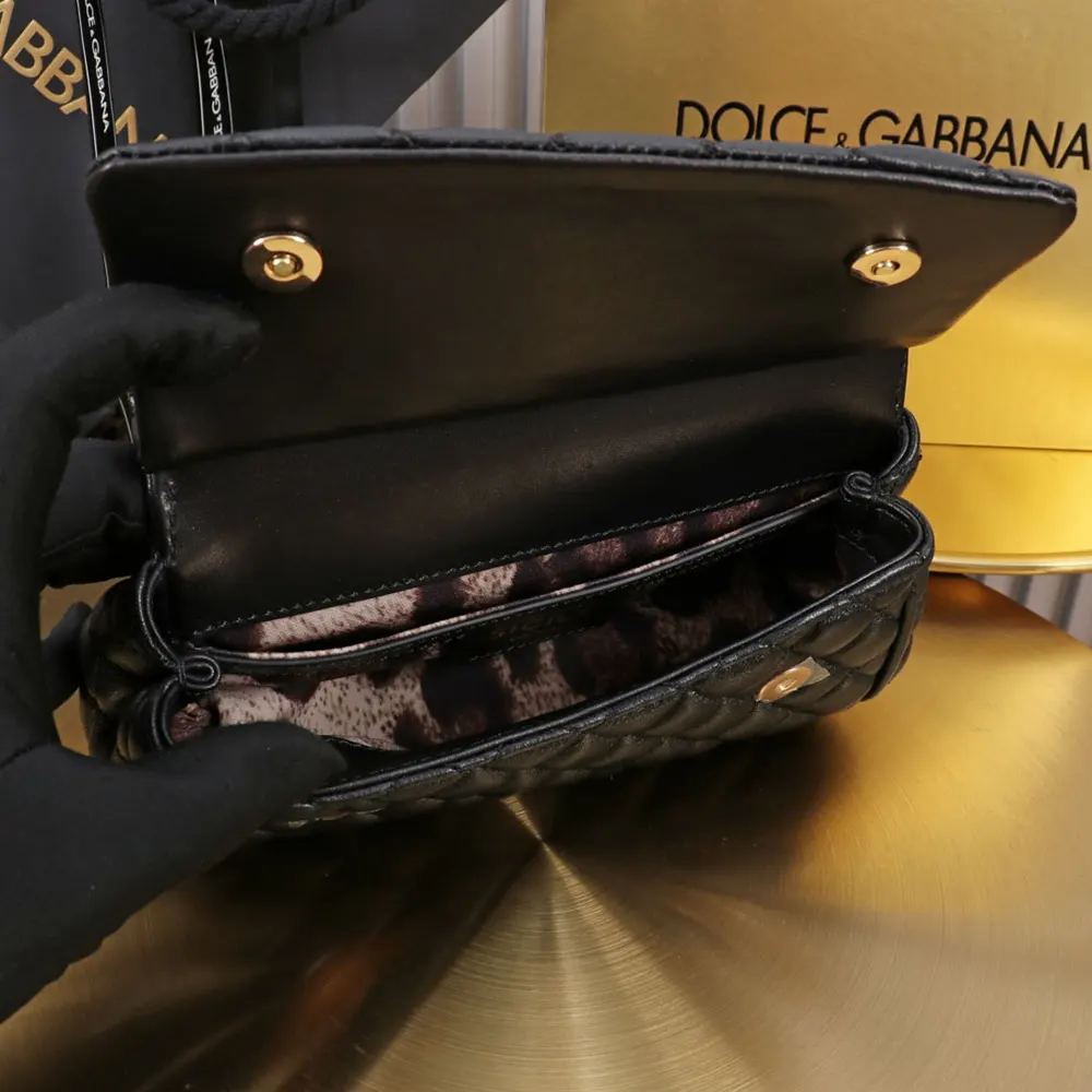 Dolce Gabbana D&G Women Mini Sicily Handbag in Quilted Nappa Leather-Black - image 9