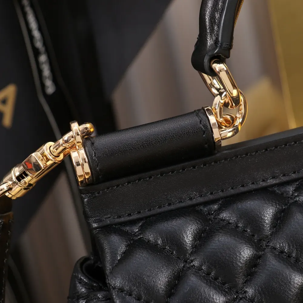 Dolce Gabbana D&G Women Mini Sicily Handbag in Quilted Nappa Leather-Black - image 7
