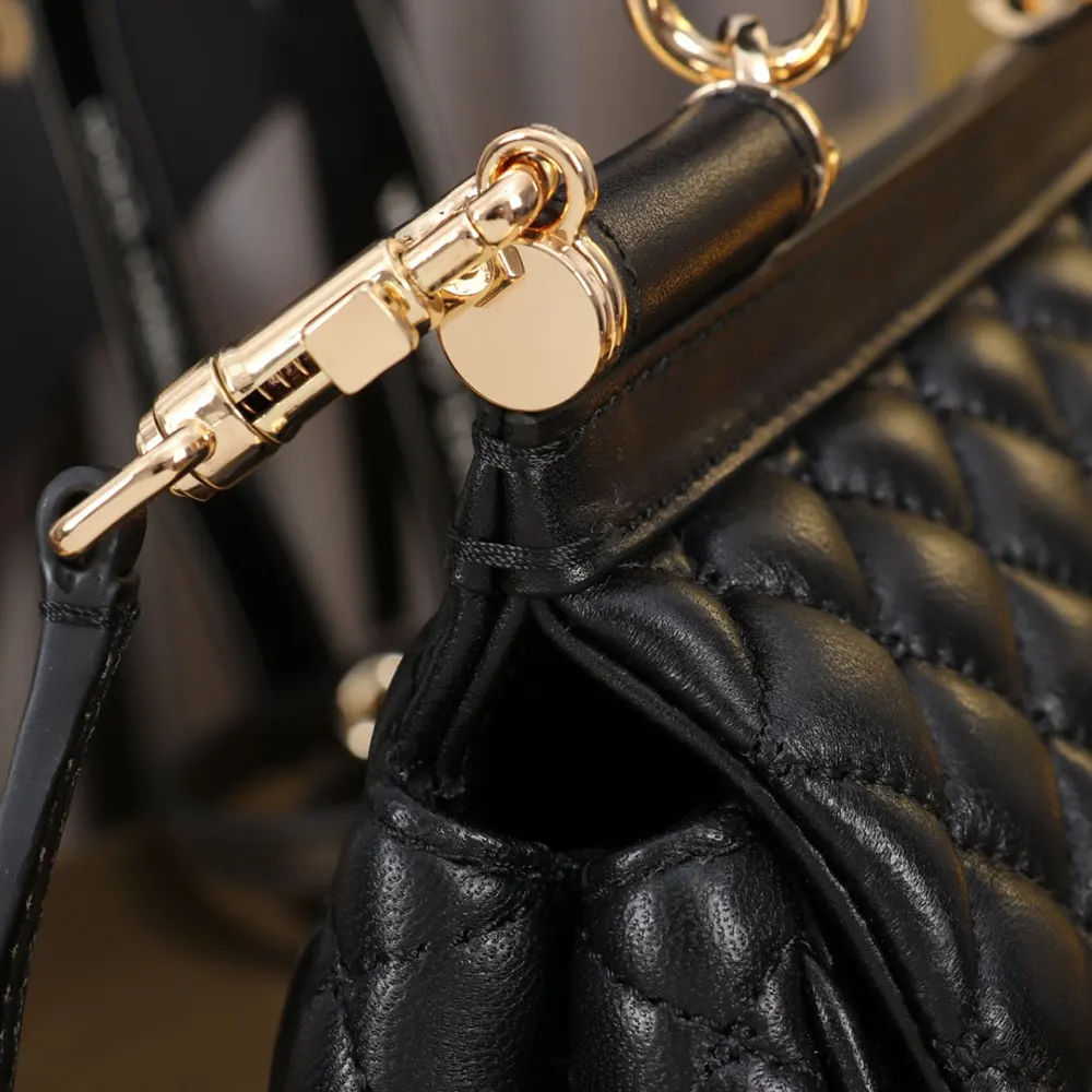 Dolce Gabbana D&G Women Mini Sicily Handbag in Quilted Nappa Leather-Black - image 6
