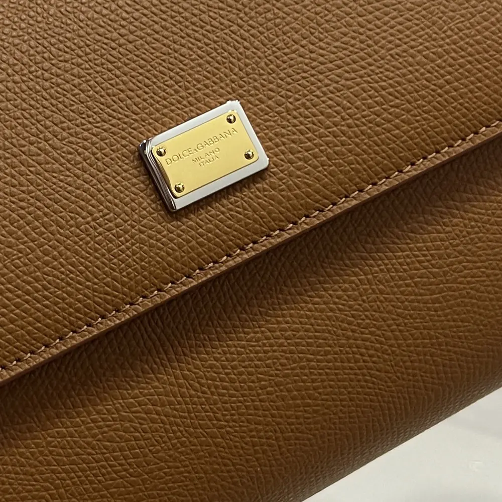 Dolce Gabbana D&G Women Small Sicily Handbag in Dauphine Calfskin-Brown - image 9
