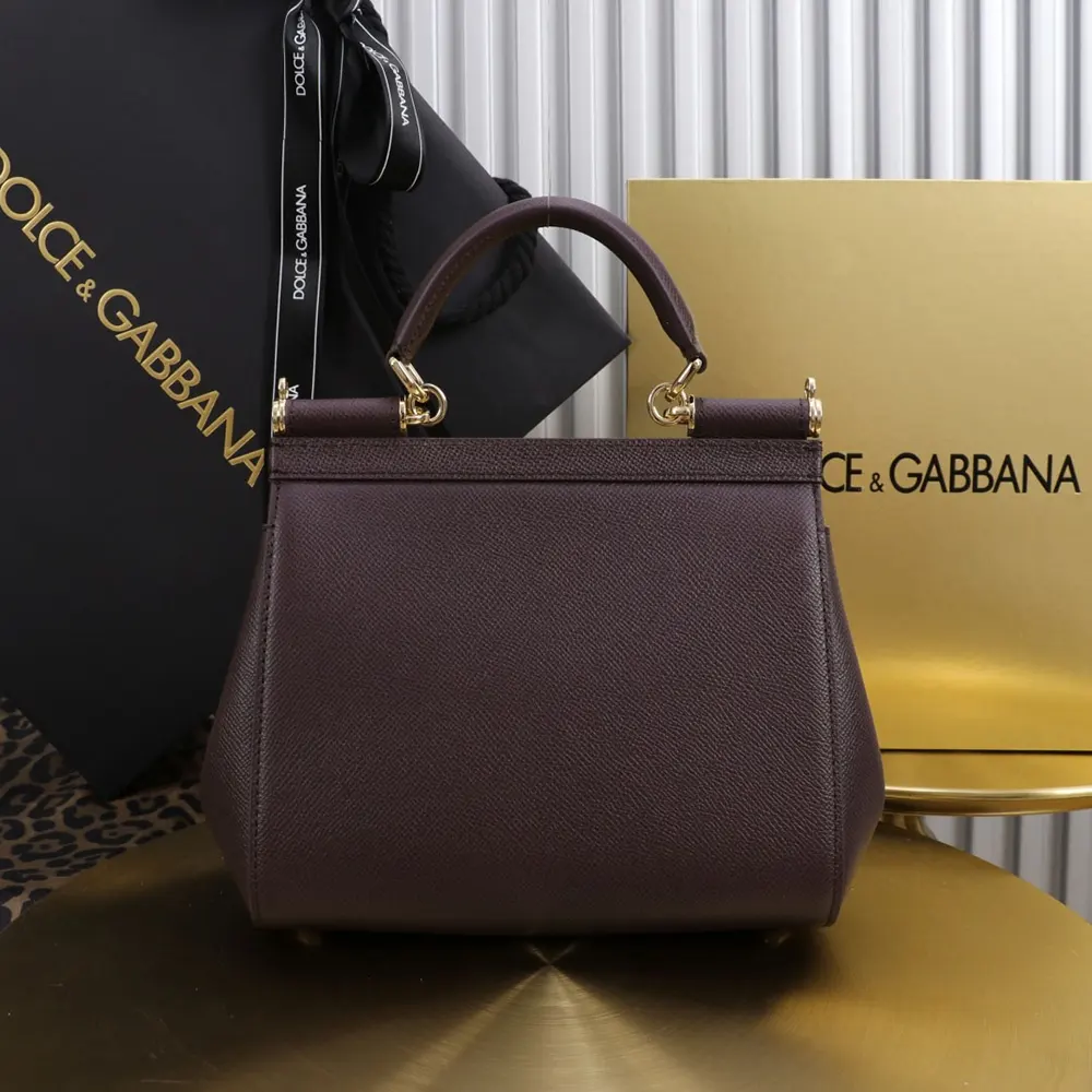Dolce Gabbana D&G Women Small Sicily Handbag in Dauphine Calfskin-Burgundy - image 4