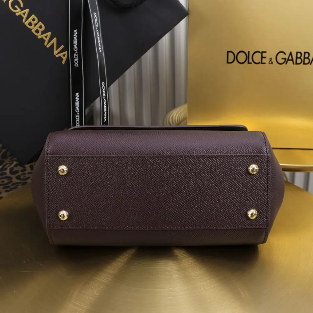 Dolce Gabbana D&G Women Small Sicily Handbag in Dauphine Calfskin-Burgundy - image 6
