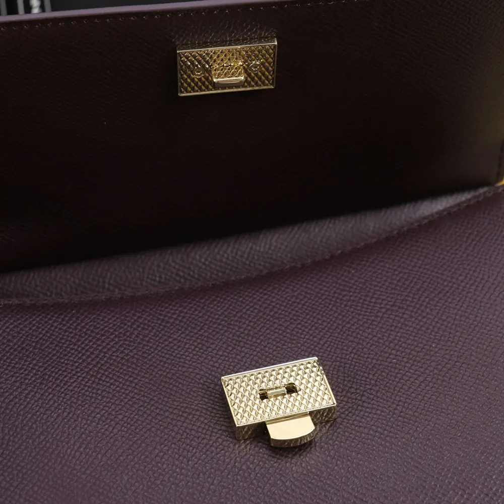 Dolce Gabbana D&G Women Small Sicily Handbag in Dauphine Calfskin-Burgundy - image 8