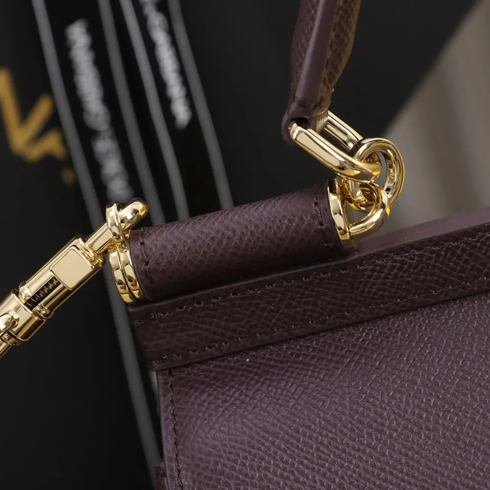 Dolce Gabbana D&G Women Small Sicily Handbag in Dauphine Calfskin-Burgundy - image 7