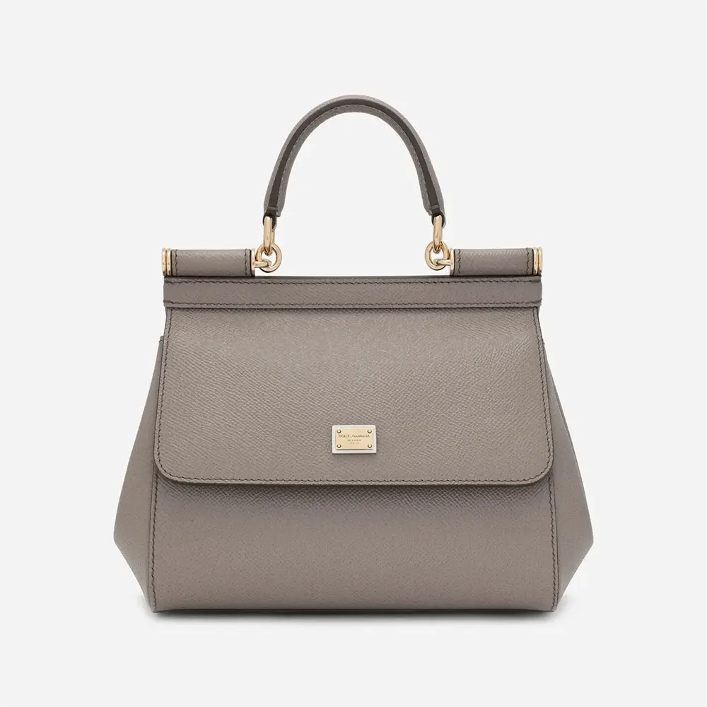 Dolce Gabbana D&G Women Small Sicily Handbag in Dauphine Calfskin-Gray