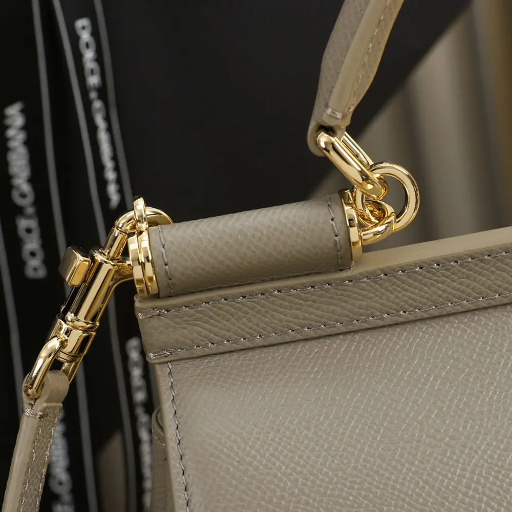 Dolce Gabbana D&G Women Small Sicily Handbag in Dauphine Calfskin-Gray - image 8