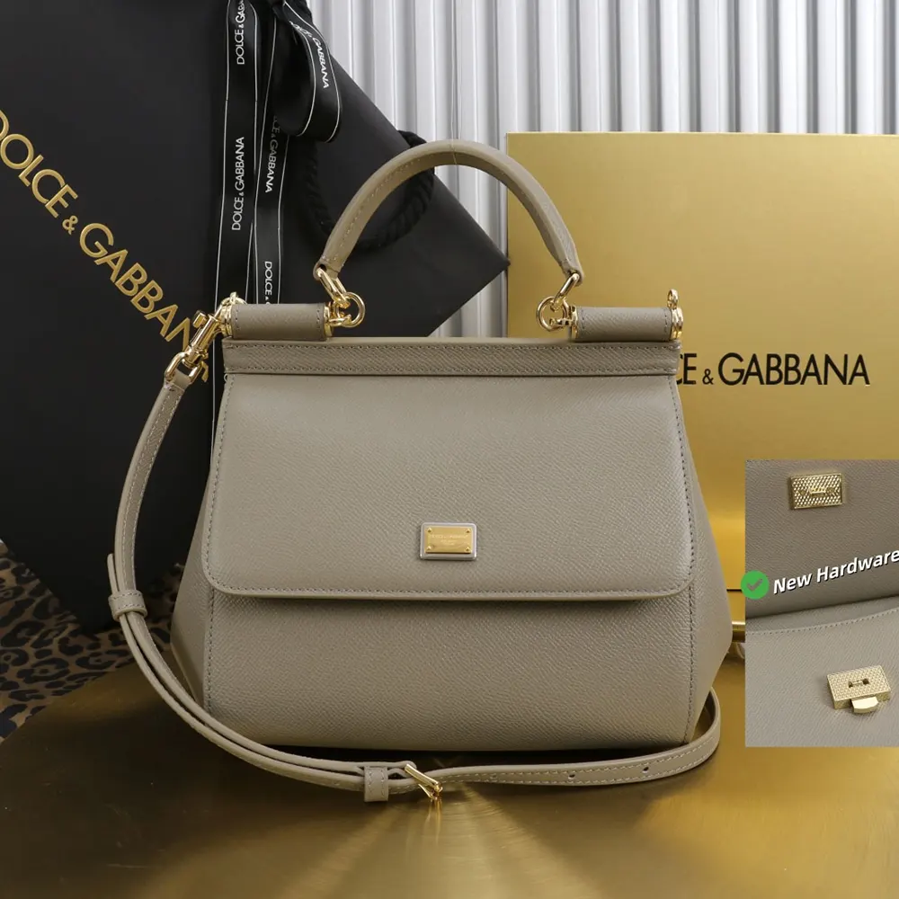 Close-up detail of gold hardware on Dolce Gabbana D&G Small Sicily Handbag