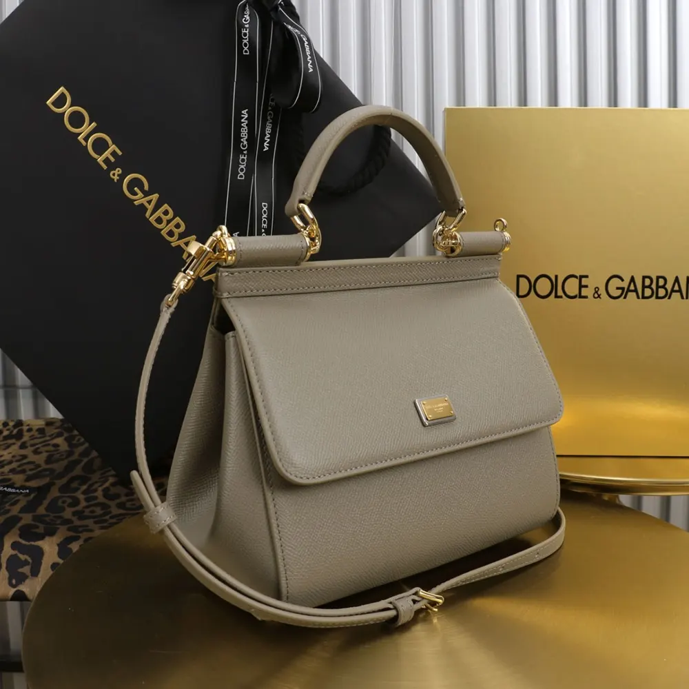 Dolce Gabbana D&G Women Small Sicily Handbag in Dauphine Calfskin-Gray - image 4
