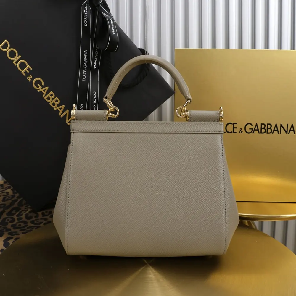 Dolce Gabbana D&G Women Small Sicily Handbag in Dauphine Calfskin-Gray - image 5