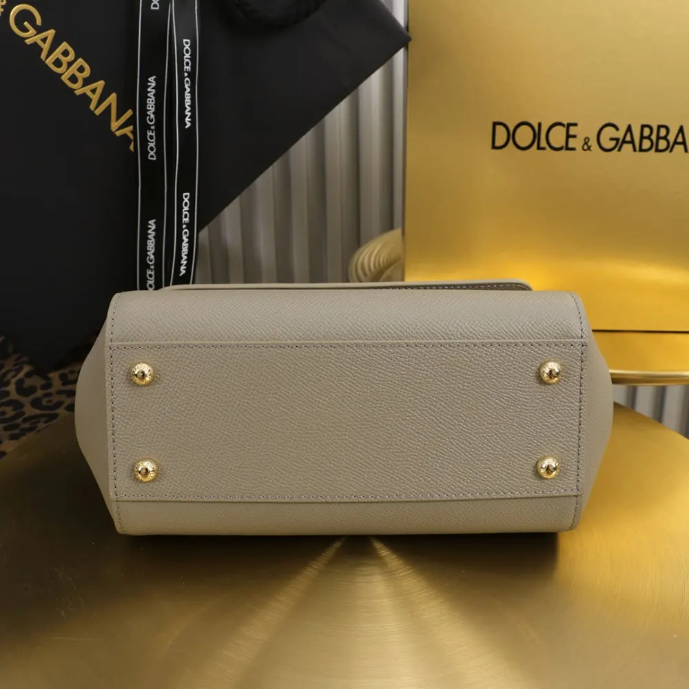 Dolce Gabbana D&G Women Small Sicily Handbag in Dauphine Calfskin-Gray - image 6
