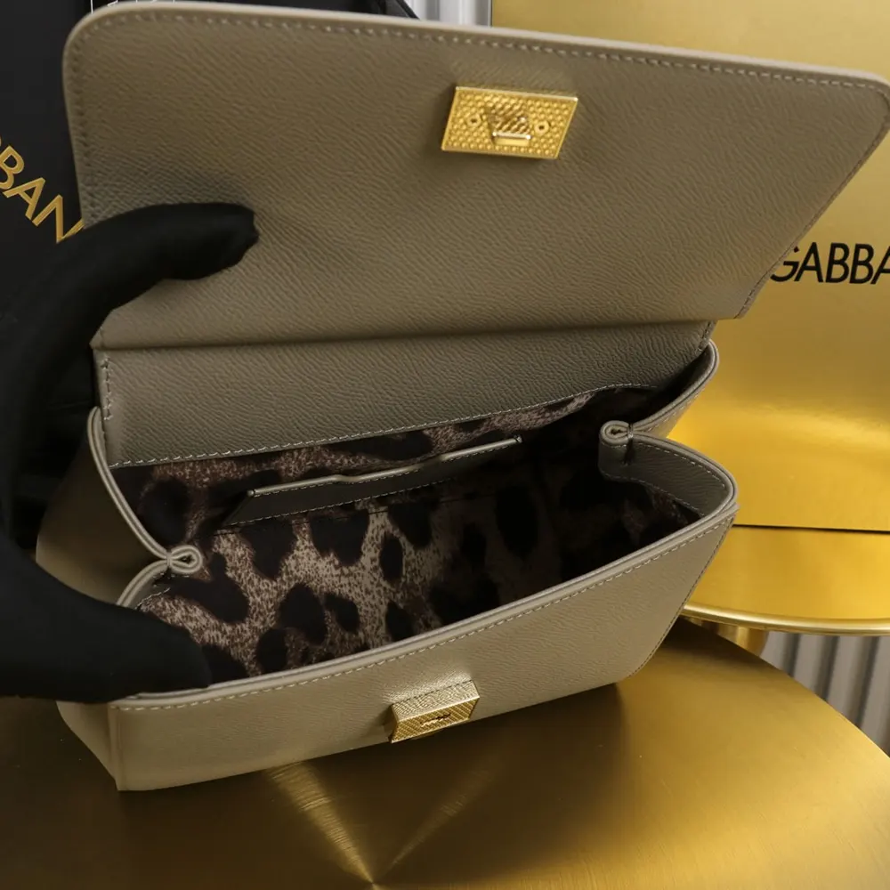 Dolce Gabbana D&G Women Small Sicily Handbag in Dauphine Calfskin-Gray - image 7