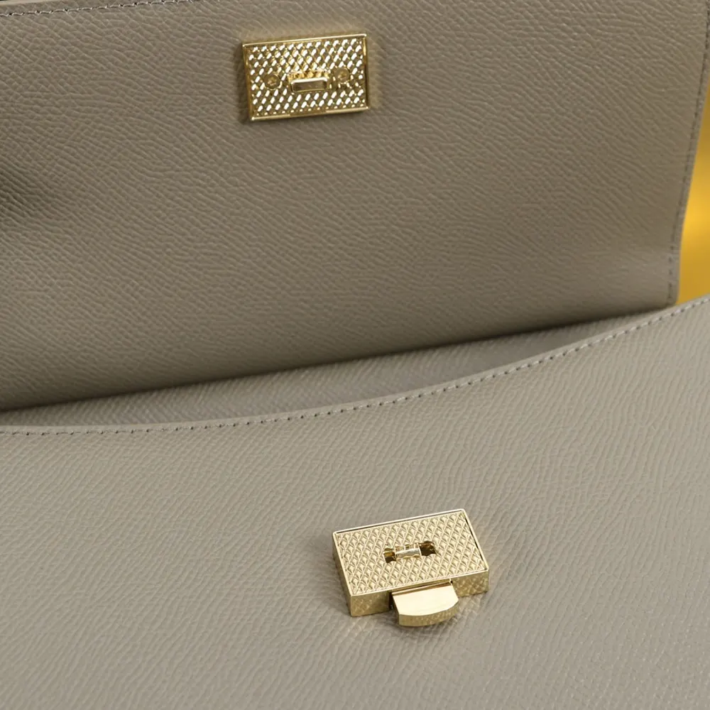 Dolce Gabbana D&G Women Small Sicily Handbag in Dauphine Calfskin-Gray - image 9