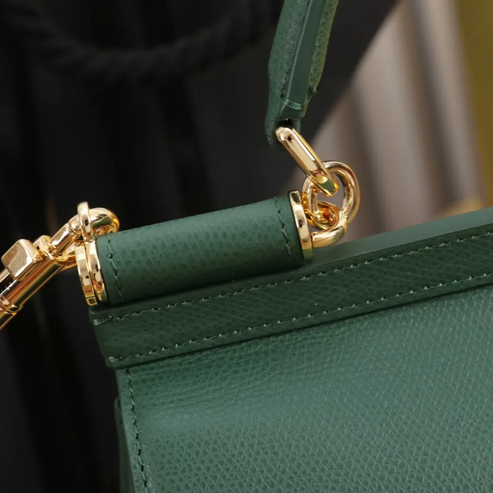 Dolce Gabbana D&G Women Small Sicily Handbag in Dauphine Calfskin-Green - image 8