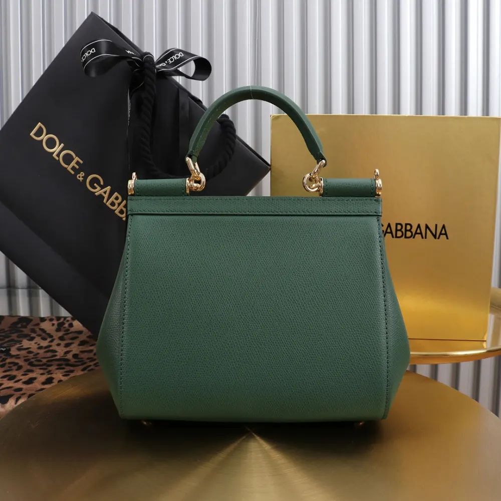 Dolce Gabbana D&G Women Small Sicily Handbag in Dauphine Calfskin-Green - image 4