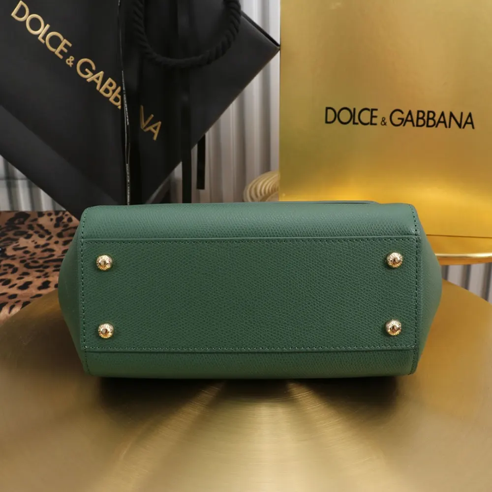 Dolce Gabbana D&G Women Small Sicily Handbag in Dauphine Calfskin-Green - image 6