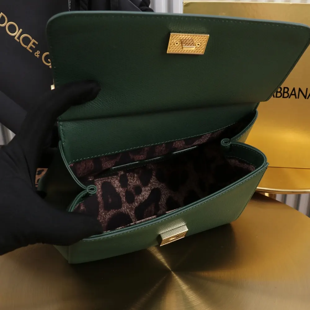 Dolce Gabbana D&G Women Small Sicily Handbag in Dauphine Calfskin-Green - image 7