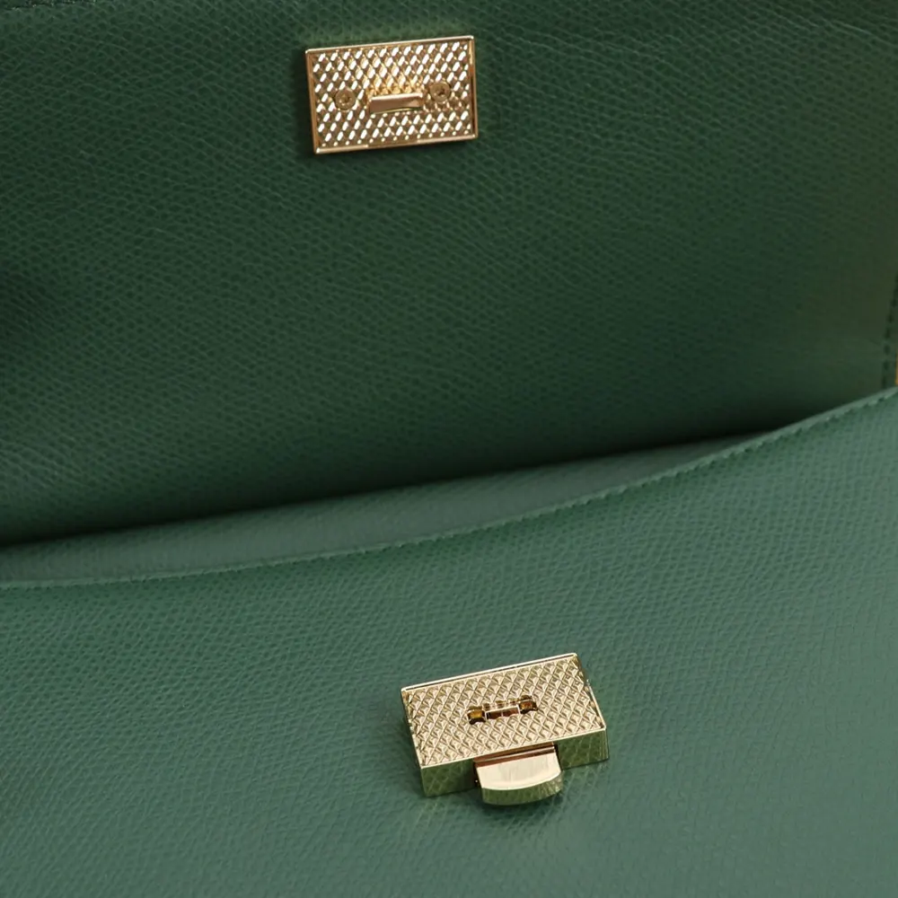 Dolce Gabbana D&G Women Small Sicily Handbag in Dauphine Calfskin-Green - image 10